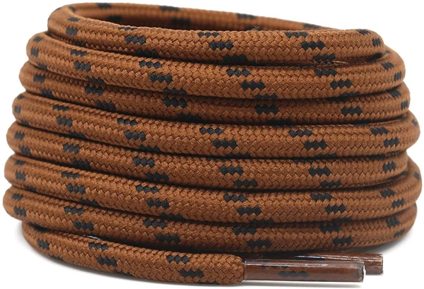 GRAH SANGRAH® (2 Pair) Shoelaces for Hiking Shoes, Outdoor Walking Sneakers, Outdoor Hiking, Climbing, Basketball, Work Boot, Running , Sport Shoes - 120 cm, Brown Black